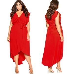 NWT City Chic Plus Size Dress Romantic Mood Midi Maxi Dress in Tigerlily Size 18